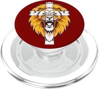 Lion : ce Papa Prie Dieu Jésus Croix, Papa chrétien, Grand-père PopSockets PopGrip pour MagSafe