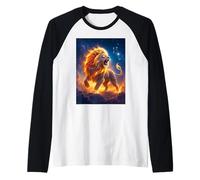 Lion céleste doré rayonnant Le feu Solaire à Travers Cosmique Manche Raglan