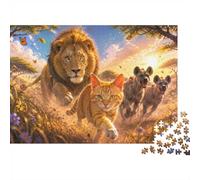 Lion Chat Hyène Puzzle, 1000 Pcs Jeu D'intérieur Adulte | 38x26cm Carton, Exercice Mental, Finition Surface Lisse, Amateurs De Puzzles, Réduction Du Stress