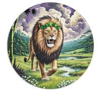 Lion Circulaire Puzzle Convient pour Adultes Et Enfants 1000 Pièces, bête Fun Défiant Décoration Maison Unique (67.5x67.5cm)
