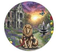 Lion Circulaire Puzzles Convient pour Adultes Et Enfants 1000 Pièces bête Fun Défiant Décoration Maison Unique (67.5x67.5cm)