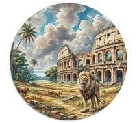 Lion Circulaire Puzzles Convient pour Adultes Et Enfants 1000 Pièces bête Fun Défiant Jeu Éducatif Décoration Maison Unique (67.5x67.5cm)