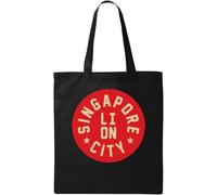 Lion City Singapour Minimaliste Art Naturel Ecologique Sac fourre-tout en coton Noir, Noir , Taille unique