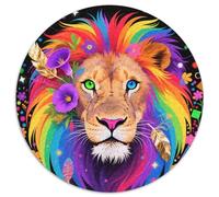 Lion coloré 1000 Pièces Puzzle Animaux Puzzle Rond pour Adultes Et Enfants Classiques Jeux De Défi Uniques Qualité Supérieure 1000pcs (67.5x67.5cm)