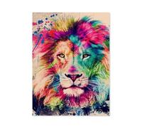 Lion coloré Abstrait d'animal Sauvage，1000 pièces de Puzzles pour Adultes,Bonnes Collections et Cadeaux d'anniversaire（75x50cm）-I41