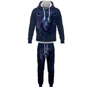 Lion coloré Sweat à Capuche imprimé en 3D et Joggings Femmes/Hommes 2 pièces Ensemble Automne Hiver Pull Survêtement Streetwear