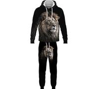 Lion coloré Sweat à Capuche imprimé en 3D et Joggings Femmes/Hommes 2 pièces Ensemble Automne Hiver Pull Survêtement Streetwear