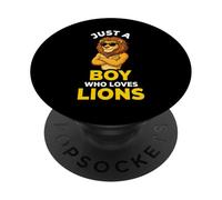 Lion Cool avec Lunettes de Soleil Just A Boy Who Loves Lions PopSockets PopGrip Adhésif