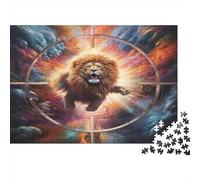 Lion Cosmique Puzzle 1000 Pieces Cadeau Unique Art Fantastique Jeu Éducatif Challenge Toy À De Qualité Supérieure Peinture Art pour Adultes Enfants 1000pcs (75x50cm)