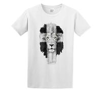 Lion Cross Unisex T-Shirt Printed Tee Black Mens Top Shirt L