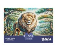 Lion d'Afrique Jigsaw Puzzle 1000 Pièce Adapter Les Adultes Ou Les Familles Ensemble Puzzles Difficiles Cadeaux pour Adultes 100% Carton Recyclé Puzzle Décoratif 52x38cm/1000pcs