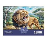 Lion d'Afrique Jigsaw Puzzle 1000 Pièces Adapter Les Adultes Ou Les Familles Ensemble Jeu De Puzzle Cadeaux pour Adultes 100% Carton Recyclé Décoration De Maison 52x38cm/1000pcs