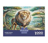 Lion d'Afrique Jigsaw Puzzles 1000 Pièce Adapter Les Adultes Ou Les Familles Ensemble Puzzles Difficiles Cadeaux pour Adultes 100% Carton Recyclé Puzzle Décoratif 70x50cm/1000pcs