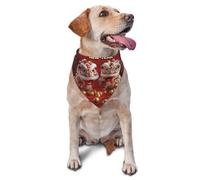 Lion Dance With Koi Printed Graphic Pet Triangle Scarf for Dogs & Cats Adjustable Cute Pet Bandana for & Photo Shoots
