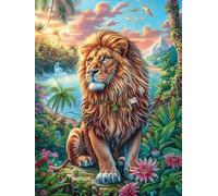 Lion dans Le Jardin Tropical 300 Pièces Puzzle Créatif en Carton Rigide sans Déformation Mythes Conte de fées Difficulté Moyenne Activité Manuelle Loisir Créatif Cadeau Créatif Anniversaire 300 P