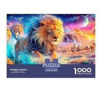 Lion dans l'eau, Une Meute et d'autres Lions derrière Puzzle De 1000 Pièces Lion Formation Mentale pour Adultes Et Enfants 70x50cm/1000pcs
