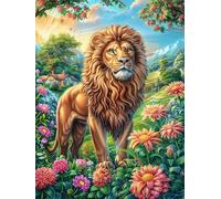 Lion dans Les Fleurs 300 Pièces Puzzle Collectionneur en Carton Haute Densité Épais Contes de fées Animaux Sauvages fantastiques Haute Difficulté Décoration Murale Oeuvre d'art Cadeau Noël Premium 3