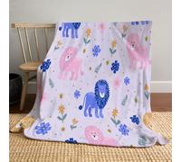 Lion De Dessin Animé Fleurs Couverture Polaire 150x200cm, Minimalist Flanelle Couverture Polaire, Couvertures en Flanelle Confortable pour Aux Canapés Et Aux Lits Chaud Durable