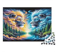 Lion de feu Mythique 1000 Pièces Carton Épais Puzzle Classique Senior Jigsaw Enthusiastes Difficile Défiant Décoration Murale Pack De Valeur 70x50cm/1000pcs