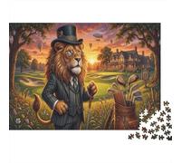 Lion de golfPuzzle Premium 1000 Pièces Gentleman Victorien pour Seniors Anti-Stress Loisirs Créatifs Cadeau d'anniversaire 52x38cm/1000pcs