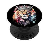 Lion de Juda Christ Jésus Roi Couronne PopSockets PopGrip Adhésif