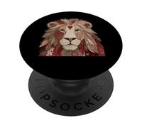 Lion de Saint-Valentin avec crinière de cœur Rouge PopSockets PopGrip Adhésif