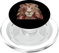 Lion de Saint-Valentin avec crinière de cœur Rouge PopSockets PopGrip pour MagSafe
