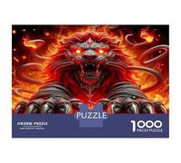 Lion démoniaque enflammé 1000 Pièces Coffret Puzzle Puzzle Premium Carton Solide - DIY Familial Trop Amusant, Belle Déco, Cadeau D’Anniversaire pour Adultes Et Enfants 70x50cm/1000pcs