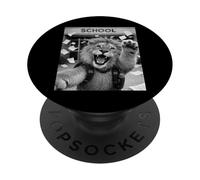Lion, dernier Jour d'école, Vacances d'été, Selfie drôle PopSockets PopGrip Adhésif