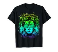 Lion DJ Stuff for Ravers EDM Techno Music Psychédélique Lion T-Shirt