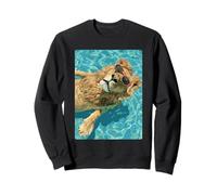Lion drôle avec Lunettes de Soleil Cool été Animal Natation Sweatshirt