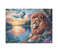 Lion du Ciel étoilé enflammé Puzzle 500 Pièces pour Adultes Jeu De Réflexion Educa Assemblage Amusant Cadeau De Noël Décoration Murale Qualité Supérieure 500 PCS