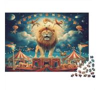 Lion du Cirque Casse-tête 1000 Pièces en Carton Recyclé, Puzzle Complexe défi Entre Amis pour Un Tableau À Encadrer, Superbe Idée Cadeau 38x26cm/1000pcs