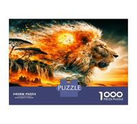 Lion et Coucher de Soleil dans la Savane 1000 Pièces Puzzle Adultes Puissance Sauvage et majestueuse Puzzle Carton Épais - Ultra Dur, Détente Créativité, pour Les Amis ADU 38x26cm/1000pcs