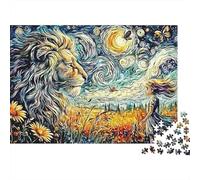 Lion et Fille 1000pcs Thick Cardboard DIY Grassland Animal Impression Jigsaw Puzzle Adults Kids After-School Game Logic Skill Training for Teens 52x38cm/1000pcs