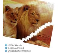Lion et lionne d'Afrique,Puzzle Familial en Bois de 1 000 pièces pour Adultes et Adolescents, décoration d'intérieur