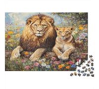 Lion et Ours Casse-tête 1000 Pièces avec Emboîtement Parfait, Grand Puzzle Fleur lionpuzzle De Détente pour La Décoration Murale DIY, Secret Santa Original 38x26cm/1000pcs