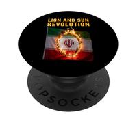 Lion et Soleil Revolution Persian Freedom Protest PopSockets PopGrip Adhésif