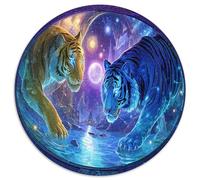 Lion et Tigre en Symbole Yin et Yang 1000pcs (67.5x67.5cm) Puzzle pour Adultes - Style Art Fantastique,Jouet De DIY
