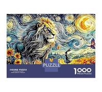 Lion étoilé 1000 Pièces Puzzle Unique Décoration Moderne Peinture à l'huile Style Lion Puzzles Jouets De Difficiles pour La Famille 52x38cm/1000pcs