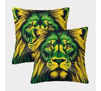 Lion Face Art-Vibrant Graphic Style Housse Coussin 2 Pièces Available All Seasons Taie d'oreiller Décor Confortable Housses De Coussin Salon Et Lit Protecteurs