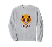Lion féroce : Art géométrique du Zodiaque Lion pour Les Fans d'astrologie Sweatshirt, Unisexe pour Adultes, Gris Chiné, S