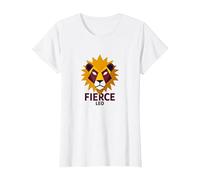Lion féroce : Art géométrique du Zodiaque Lion pour Les Fans d'astrologie T-Shirt, Femme, Blanc, 3XL