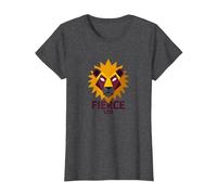 Lion féroce : Art géométrique du Zodiaque Lion pour Les Fans d'astrologie T-Shirt, Femme, Chiné Foncé, M