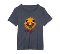 Lion féroce : Art géométrique du Zodiaque Lion pour Les Fans d'astrologie T-Shirt, Femme Grandes Tailles, Bleu Chiné, 6X