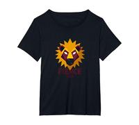 Lion féroce : Art géométrique du Zodiaque Lion pour Les Fans d'astrologie T-Shirt, Femme Grandes Tailles, Noir, 6X
