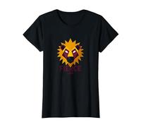 Lion féroce : Art géométrique du Zodiaque Lion pour Les Fans d'astrologie T-Shirt, Femme, Noir, 3XL