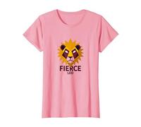 Lion féroce : Art géométrique du Zodiaque Lion pour Les Fans d'astrologie T-Shirt, Femme, Rose, XL