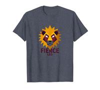 Lion féroce : Art géométrique du Zodiaque Lion pour Les Fans d'astrologie T-Shirt, Homme, Bleu Chiné, XXL