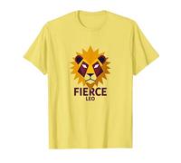 Lion féroce : Art géométrique du Zodiaque Lion pour Les Fans d'astrologie T-Shirt, Homme, Citron, M